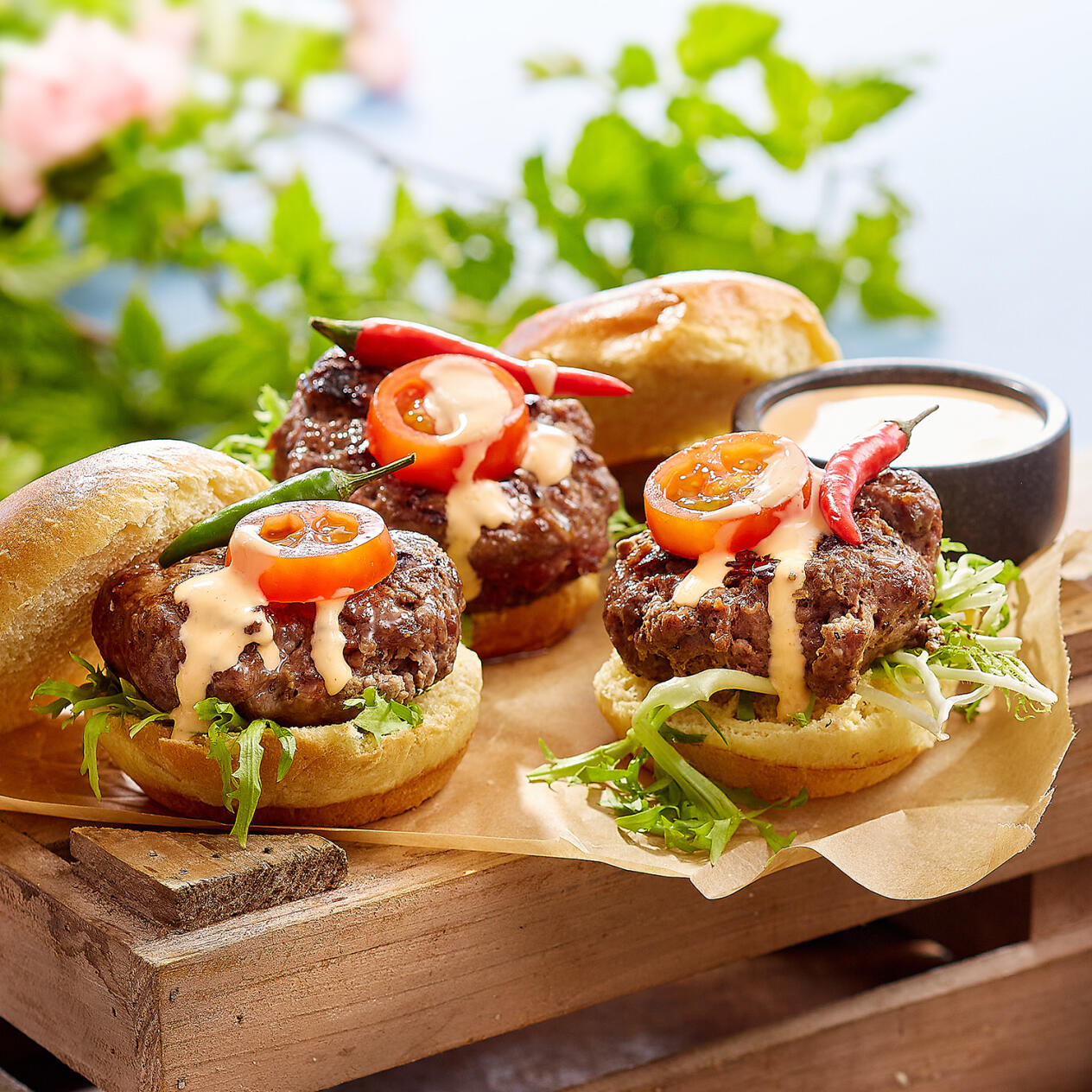 Miniburgare med sötpotatispommes