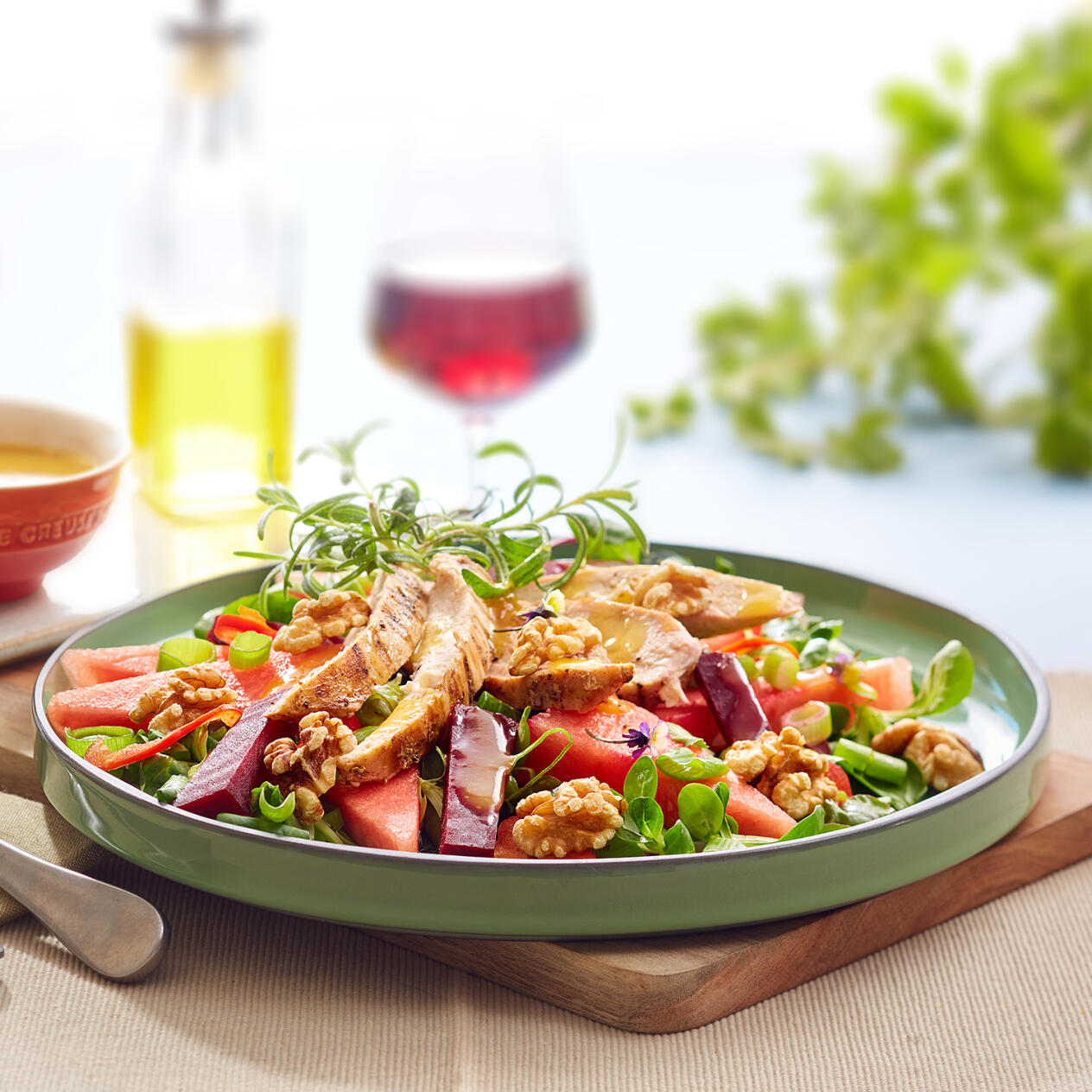 Kycklingsallad med rödbetor och melon