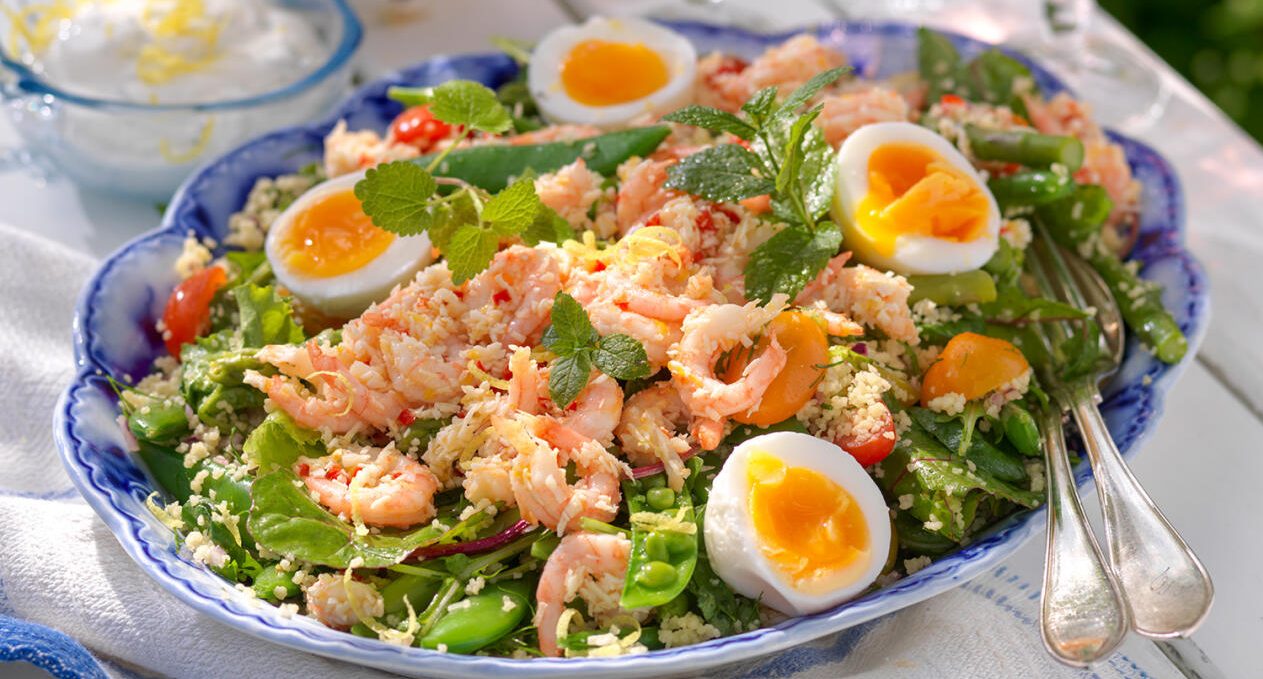 Couscoussallad med kokosräkor