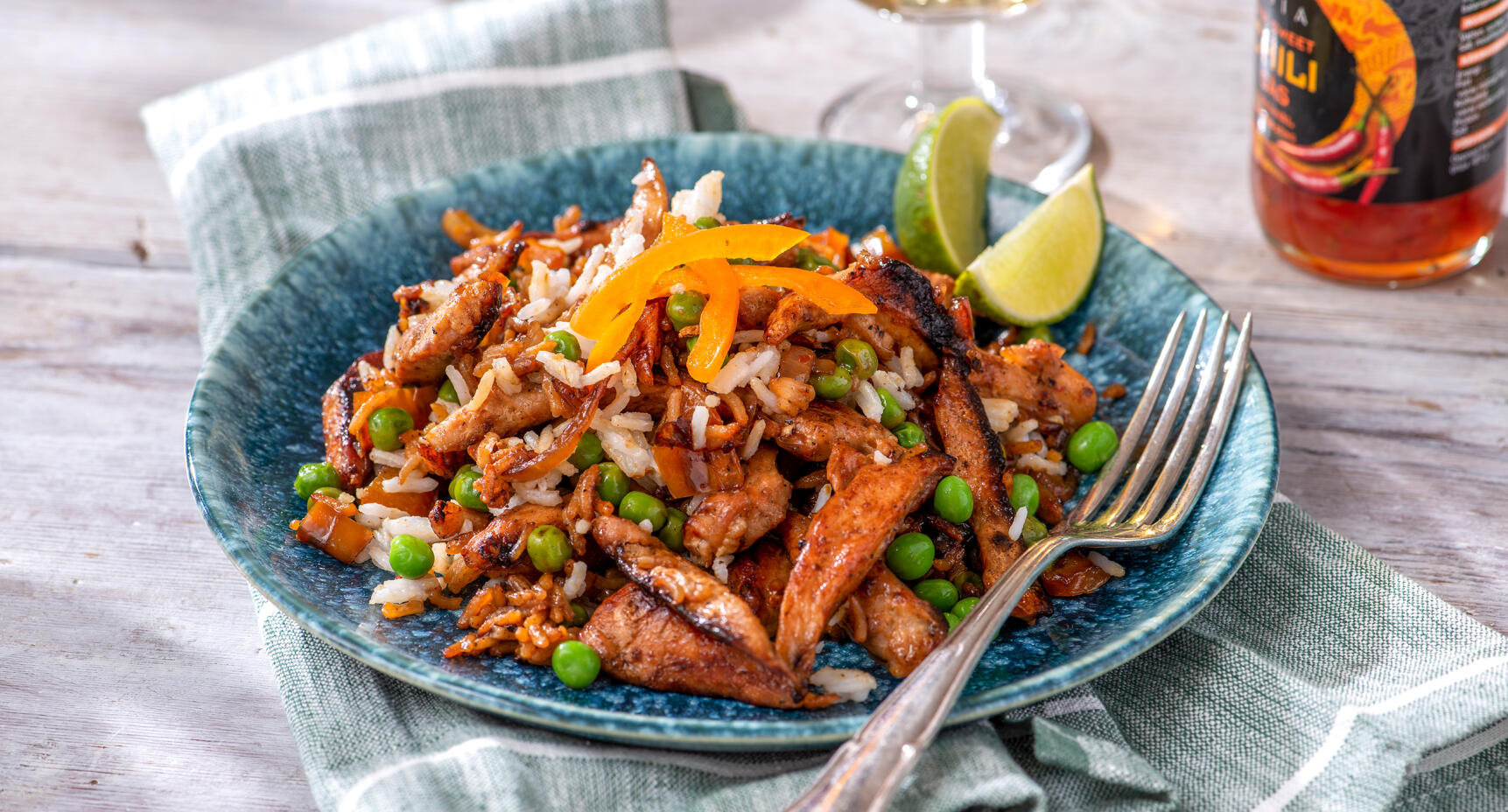 Stekt ris med honungskyckling