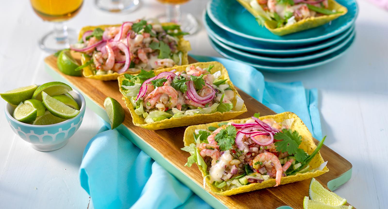 Räktacos med chiliaioli och picklad rödlök