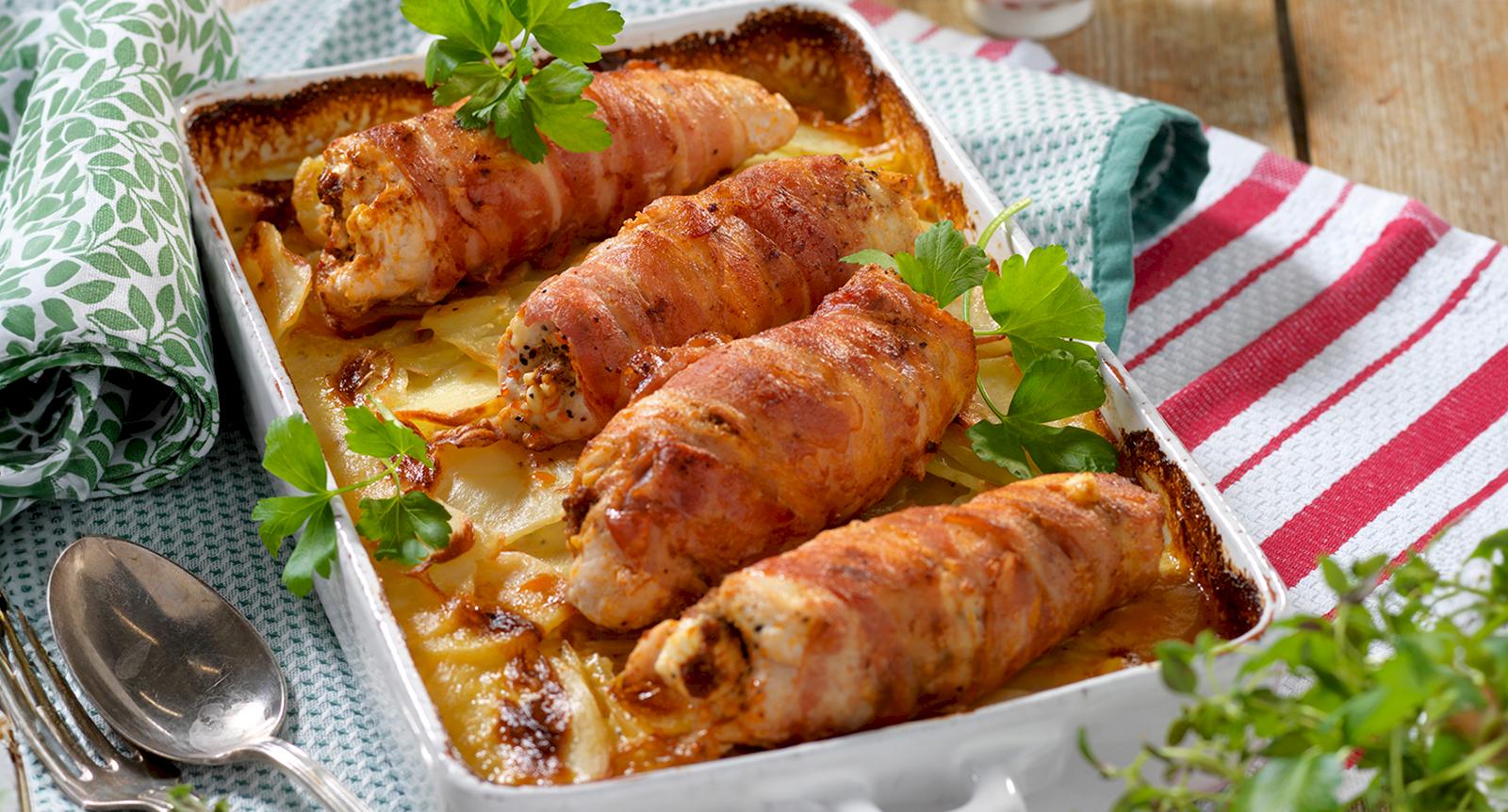 Pestokyckling på potatisbädd