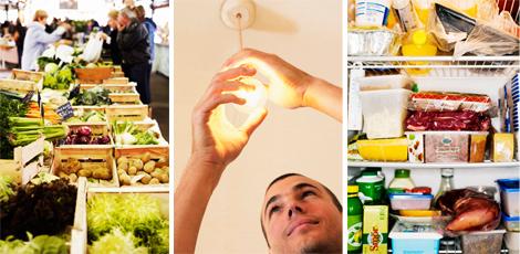 Några klimatsmarta tips: handla närodlat, använd lågenergilampa och förvara livsmedel rätt - så håller de längre. Foto: Johnér