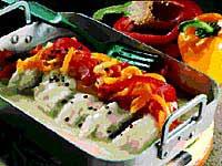 Fisk i sås med paprikatopp