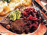 Entrecôte med rödlökssalsa