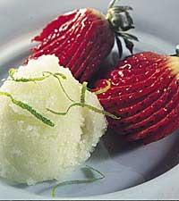 Melonsorbet med jordgubbar