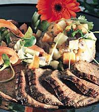 Emustek med trepotatispytt