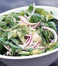 Melonsallad med dill och rödlök