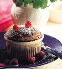 Chokladsufflé med hallongömma