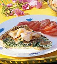 Spenatpaj med rökt lax