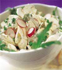 Champinjon-potatissallad med örtdressing