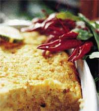 Fiskgratäng med sötpotatis och kräftor