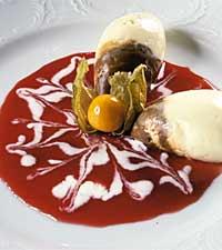 Brun och vit chokladmousse