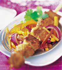 Kalkonspett med ugnsbakade grönsaker