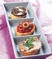 Crostini med tre pålägg