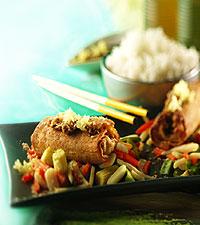 Vårrullar på wokgrönsaker