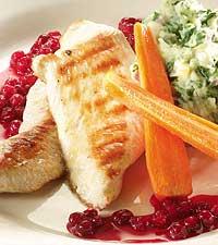 Kalkon med lökmos och lingon