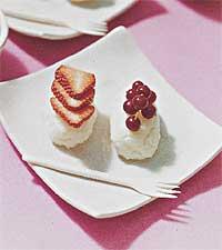 Bärsushi med hallondip