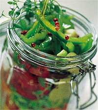 Inlagda paprikor tricolore