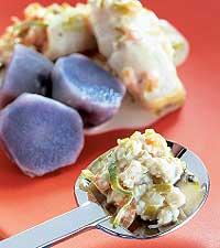 Spättagryta med blå potatis