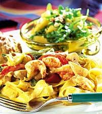 Skaldjurssås med melonsallad