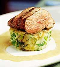 Lammrostbiff på potatispuck