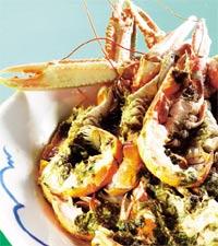 Basilikagratinerade havskräftor