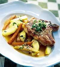 Fläskkotletter med morotsstavar