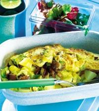 Svampomelett med purjo