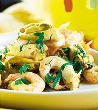 Räkor och musslor med vitlök