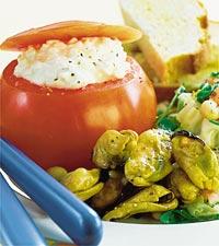 Jättetomat, olivkeso & musslor