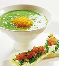 Broccolipuré med regnbågsrom
