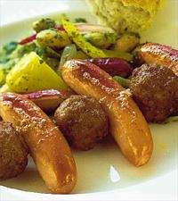 Bönsallad med stekpannespett