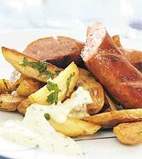 Bratwurst med vitlökspotatis
