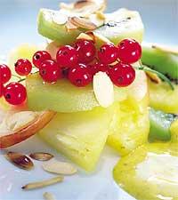 Varm frukt med saffransyoghurt