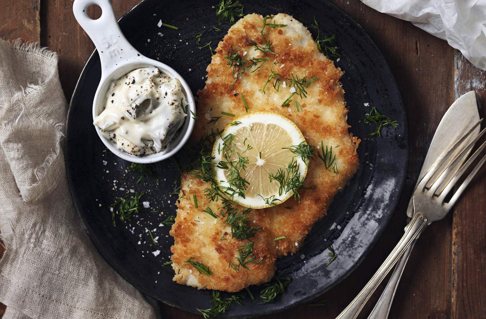 Panerad rödspätta med sötpotatis