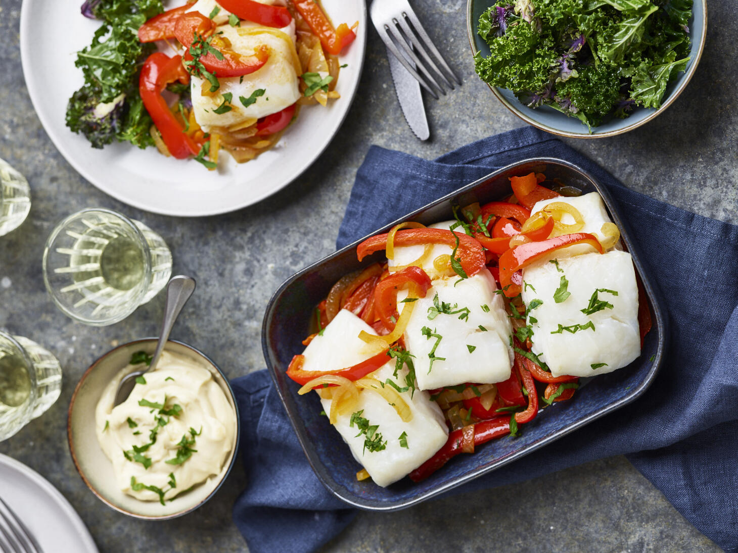 Torskrygg med paprikasås