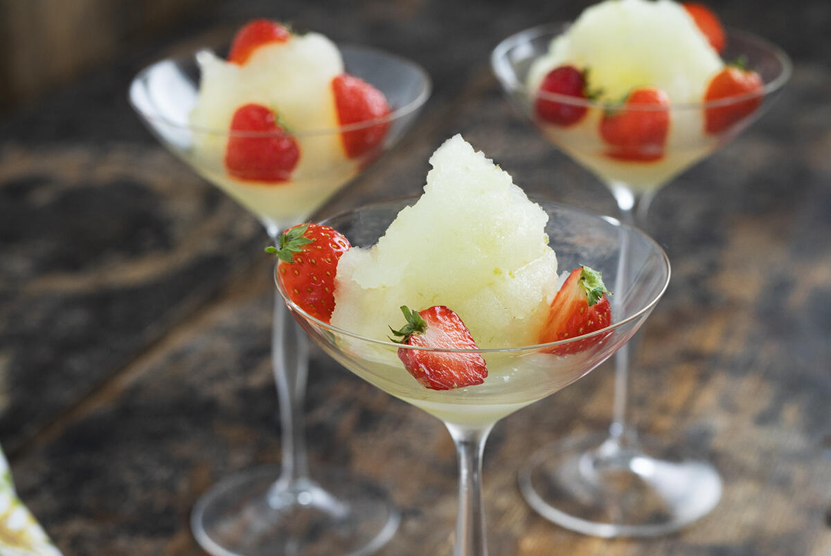 Margaritasorbet med jordgubbar