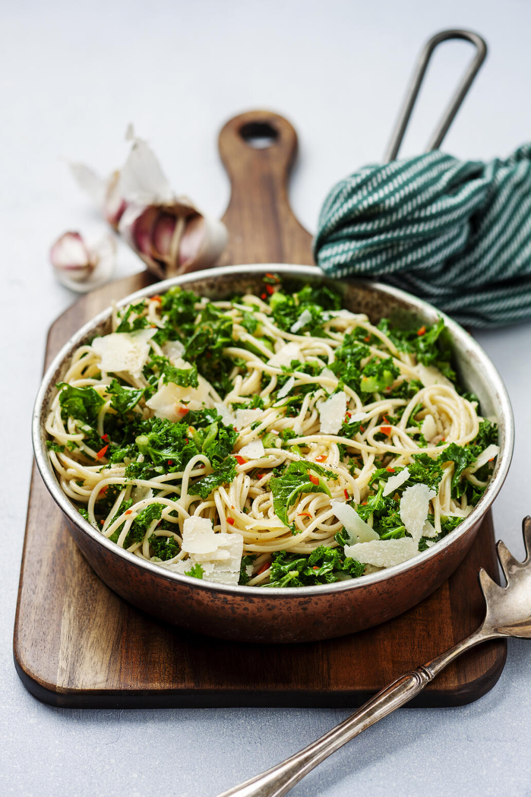 Spagetti med nyfräst grönkål