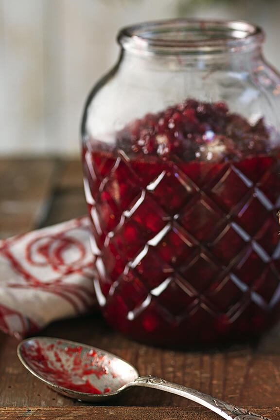 Rårörda lingon med brännvin