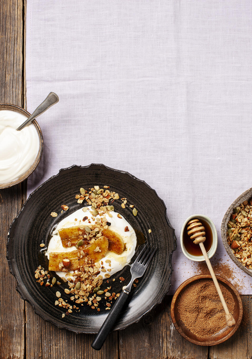 Stekta bananer med havrekrisp