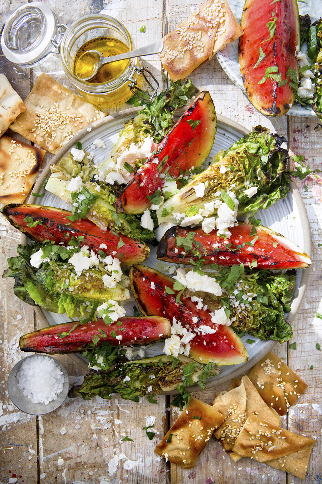 Grillad melon med hjärtsallad