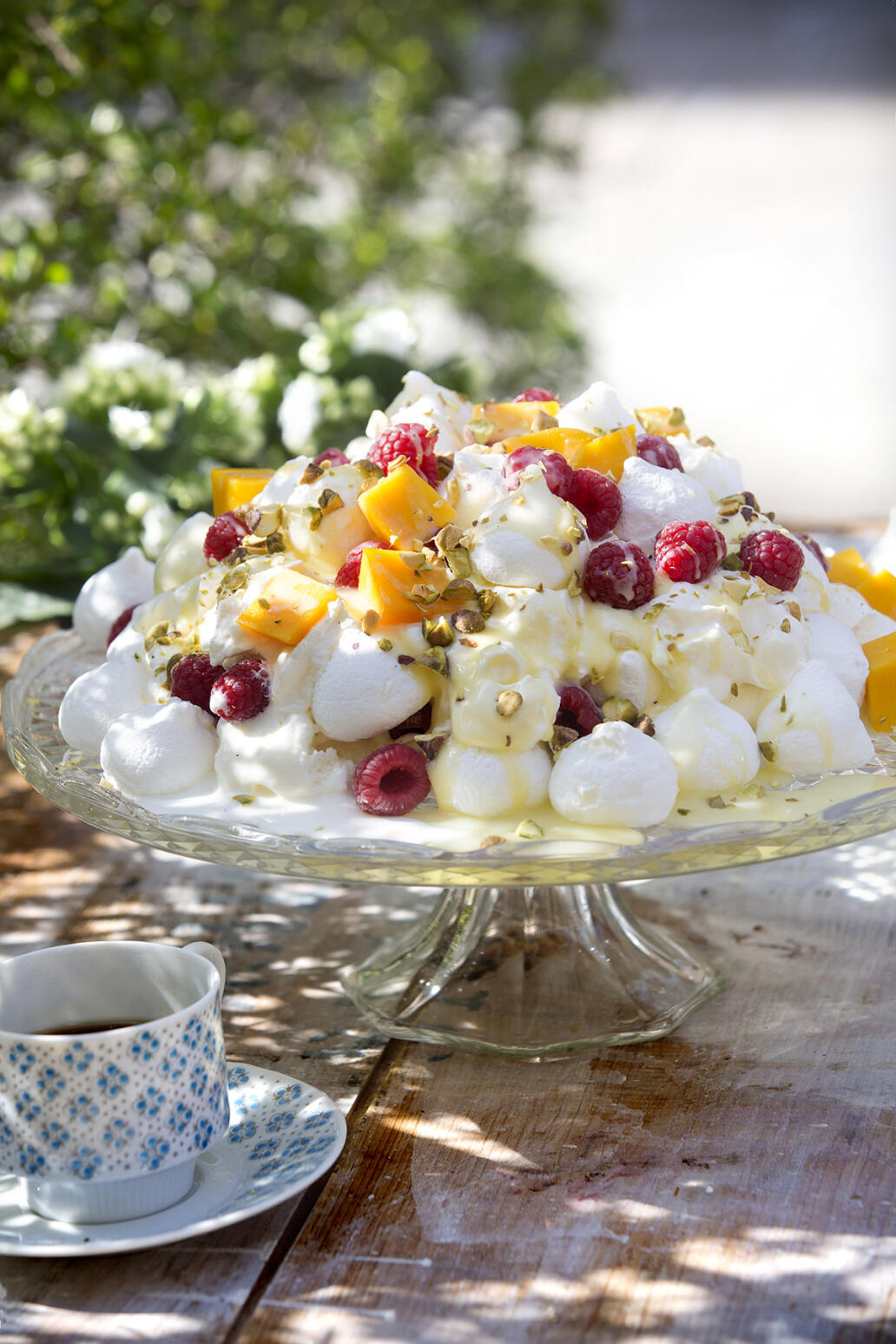 Marängsviss med vit chokladsås
