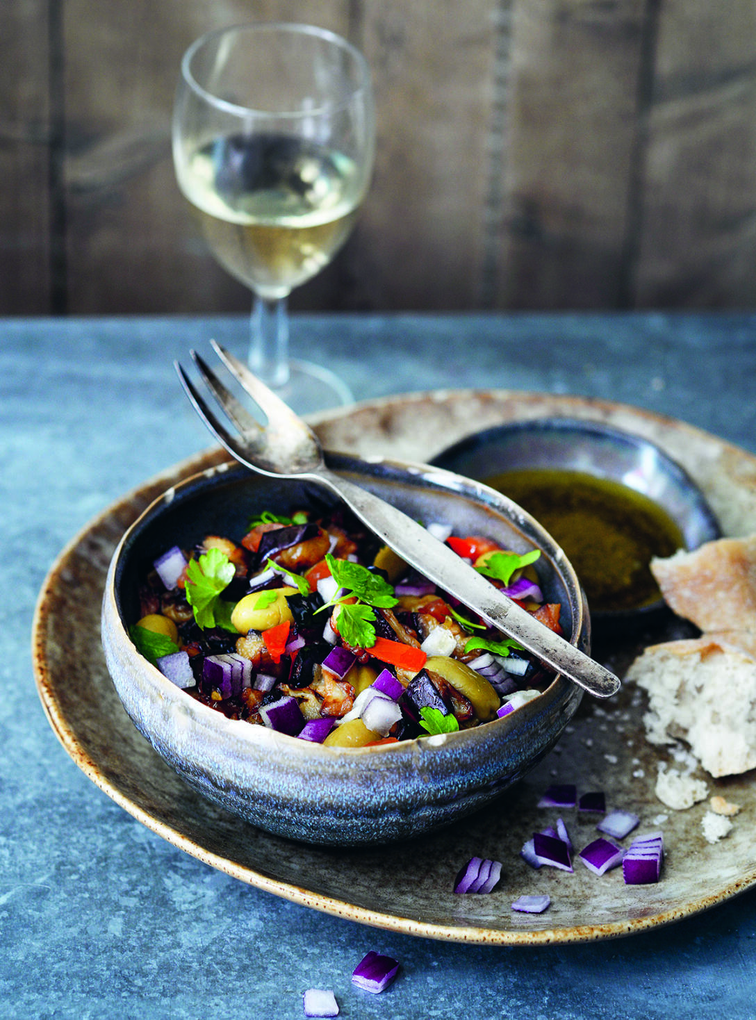 Aubergineröra ur boken Al dente