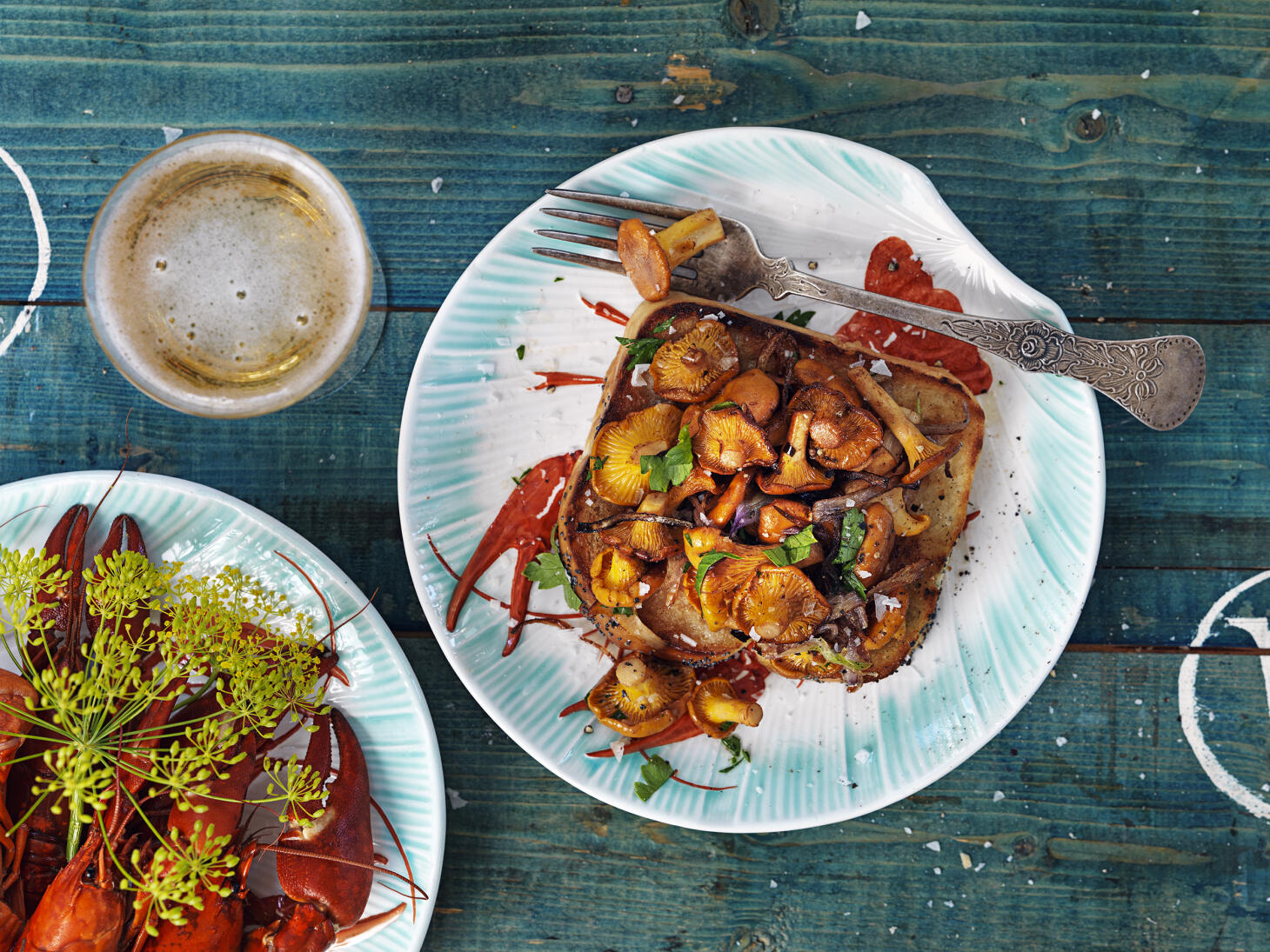 Kantarellmackor på briochebröd