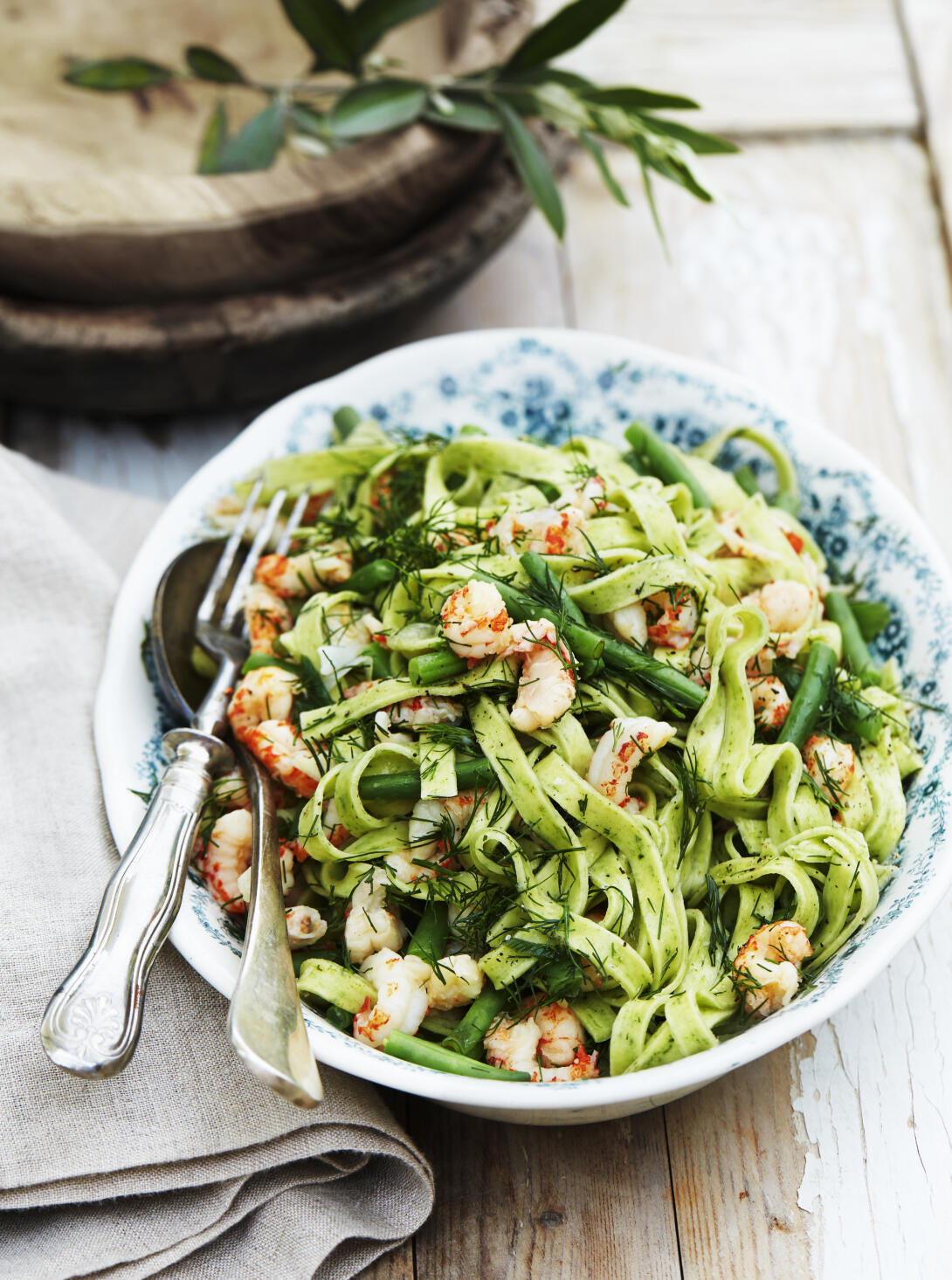 Fettuccine med kräftstjärtar