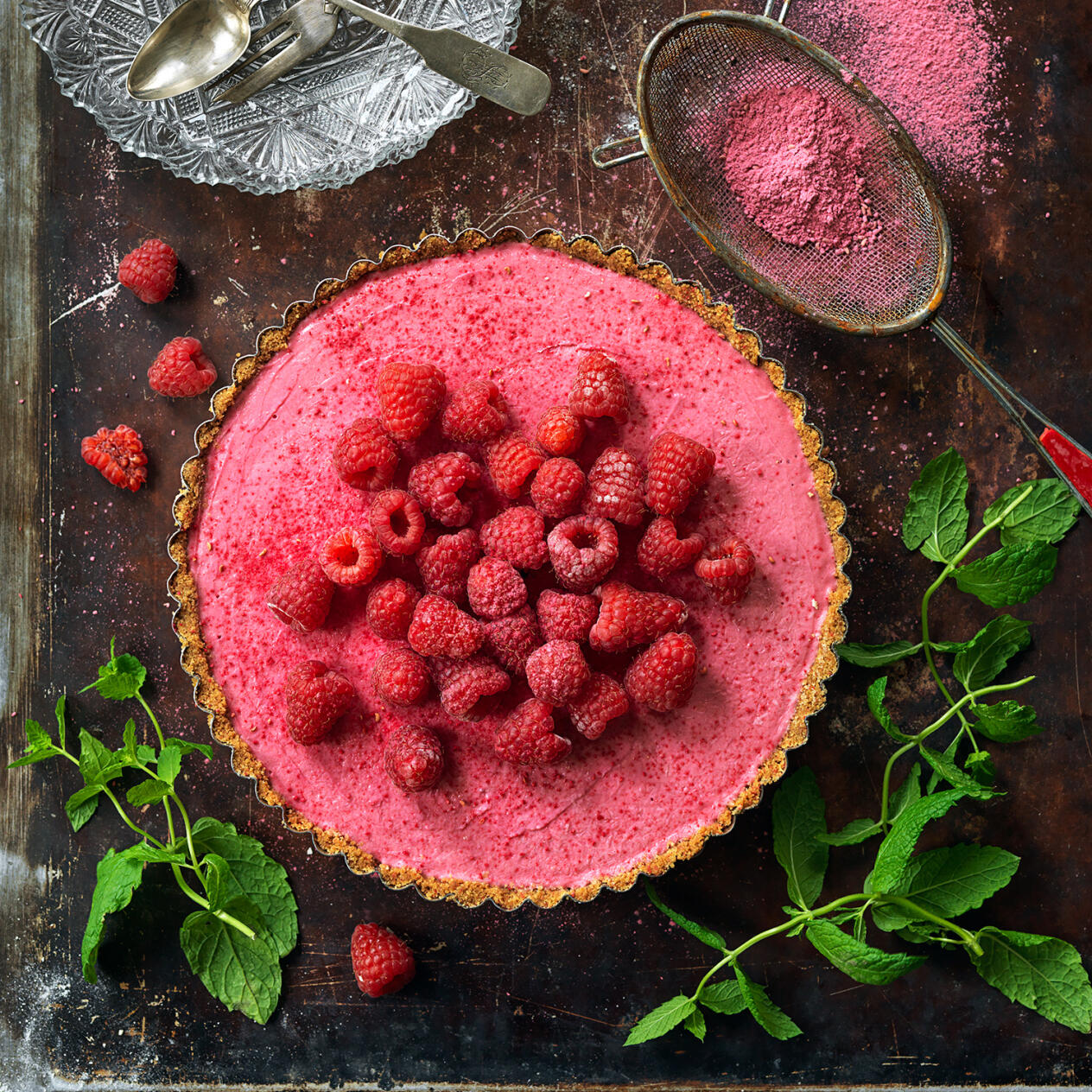 Frozen cheesecake med hallon