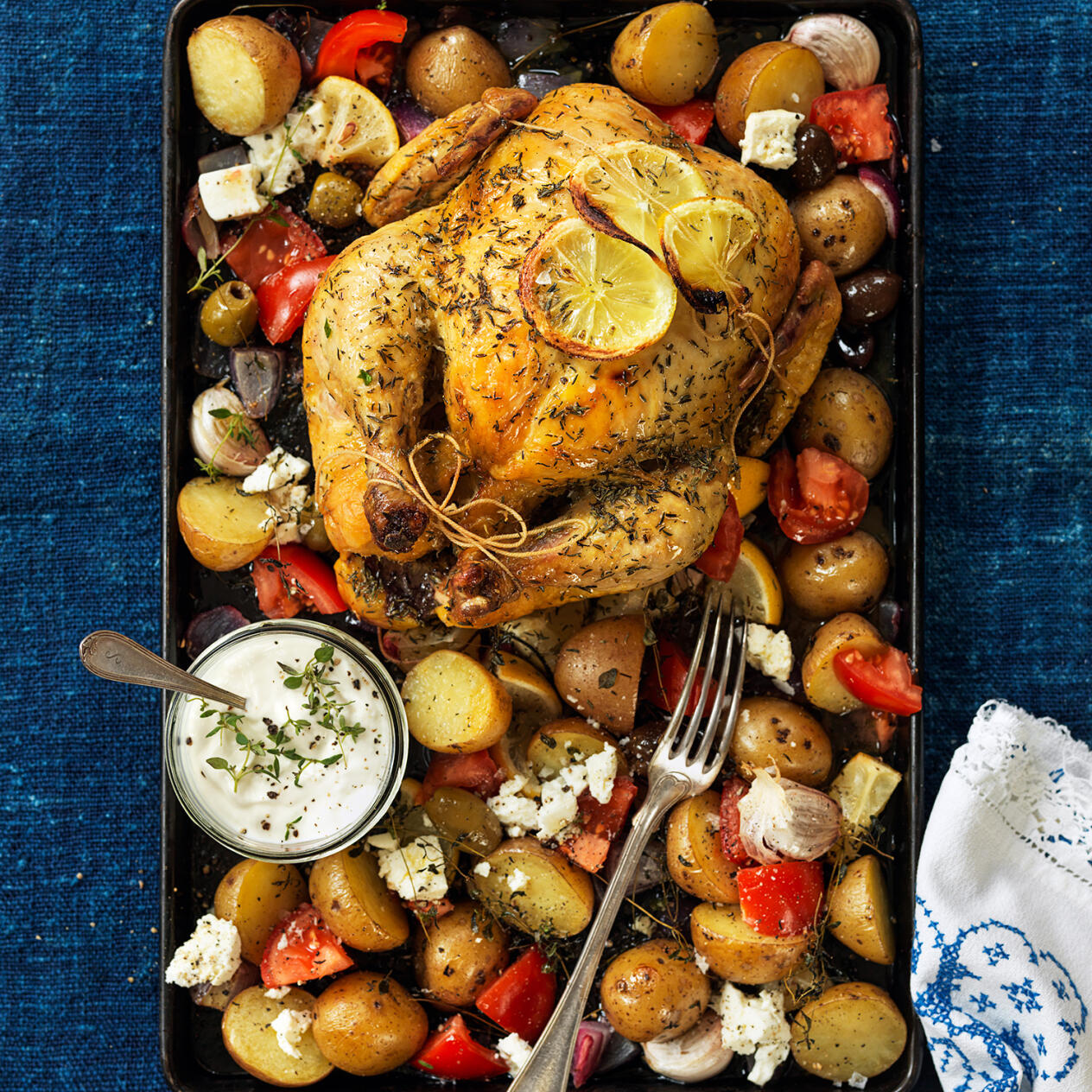 Helstekt kyckling med rostad potatis