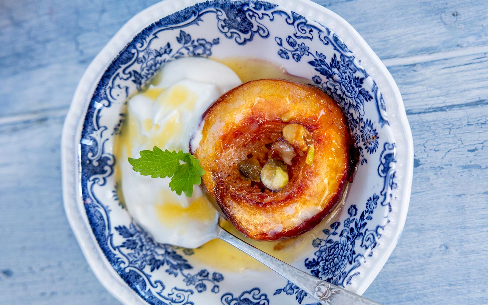 Gratinerade nektariner i ugn