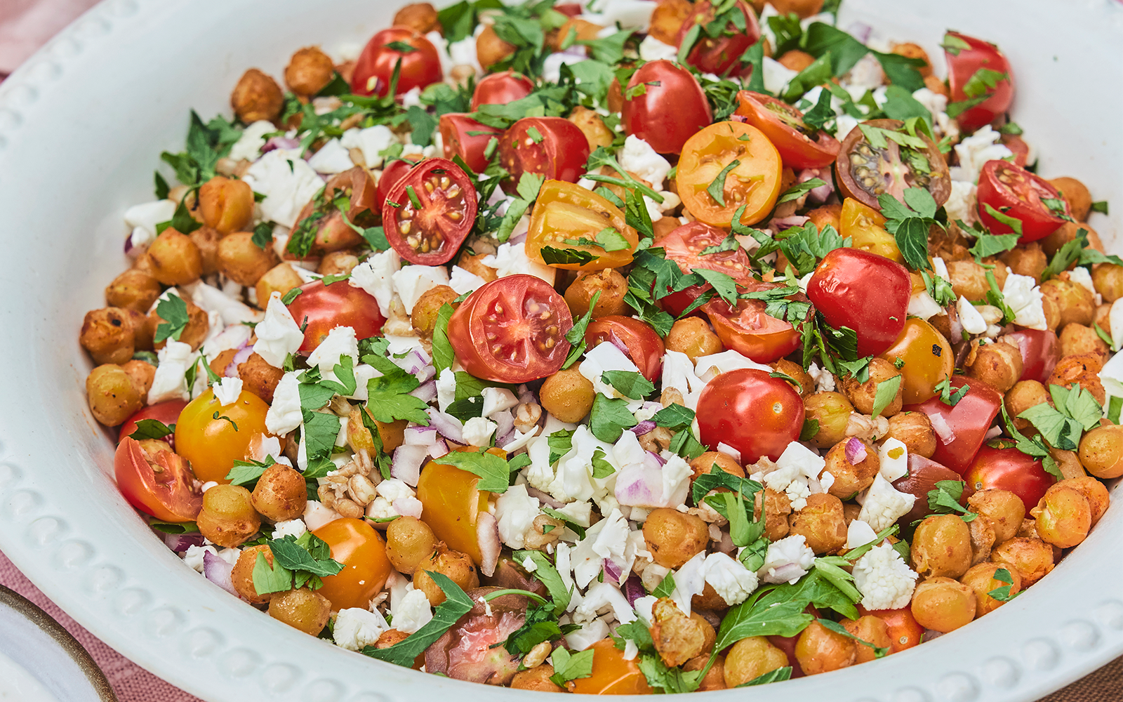 Blomkåls-tabbouleh med kikärtor